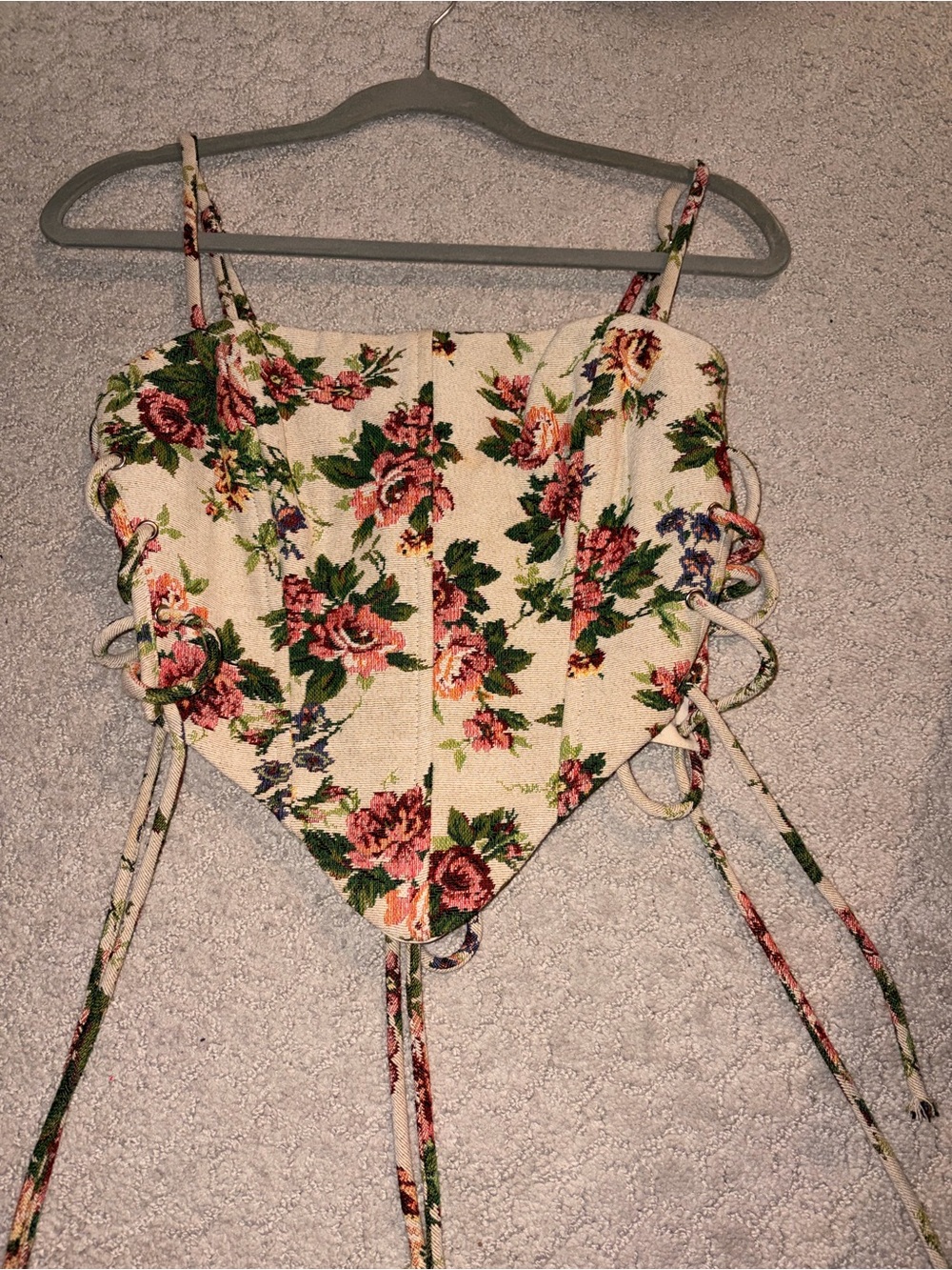 Floral Square-Neck Corset Cami Top - Pink Floral